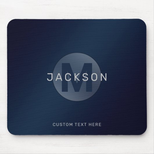 Navy blue modern simpel gepersonaliseerd monogram muismat (Voorkant)