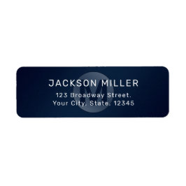 Navy blue modern simpel monogram terugkeeradres etiket