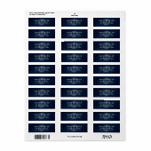 Navy blue modern simpel monogram terugkeeradres etiket (Full Sheet)