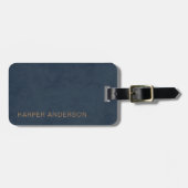 Navy Blue Modern Simple Bagagelabel (Voorkant horizontaal)