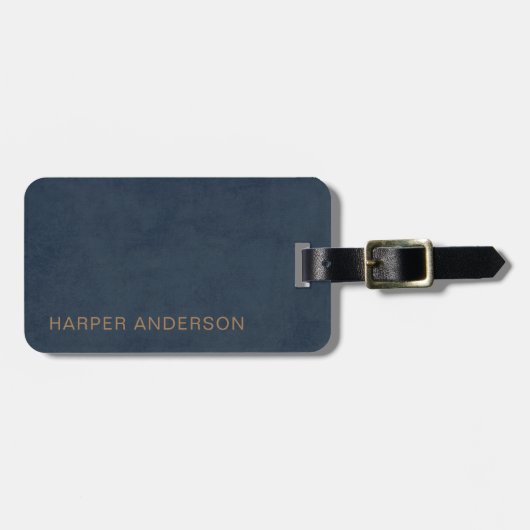 Navy Blue Modern Simple Bagagelabel (Voorkant horizontaal)