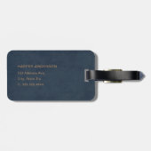 Navy Blue Modern Simple Bagagelabel (Achterkant horizontaal)