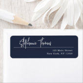 Navy Blue Modern Simple Return-adreslabel Etiket (Insitu)