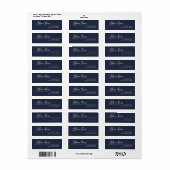 Navy Blue Modern Simple Return-adreslabel Etiket (Full Sheet)