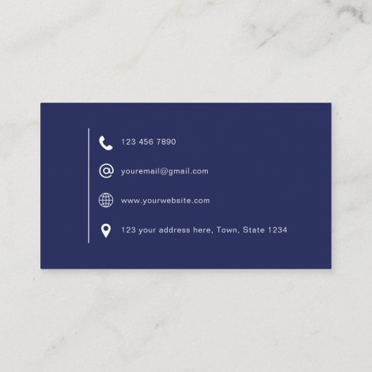 Navy Blue Modern Simple Visitekaartje (Achterkant)