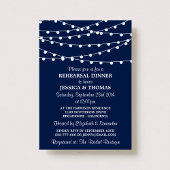 Navy Blue Modern String Lights repesal Dinner Kaart