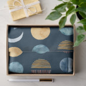 Navy Blue Modern Sun n Moon Abstracte ontkoppeling Tissuepapier (Geschenk)
