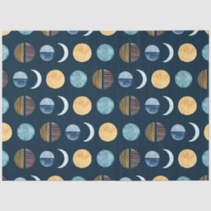 Navy Blue Modern Sun n Moon Abstracte ontkoppeling Tissuepapier