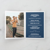 Navy Blue Modern Textured Photo Afstuderen (Binnen)