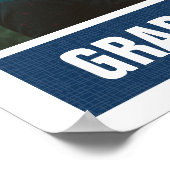 Navy Blue Modern Textured Photo Afstuderen Poster (Hoek)
