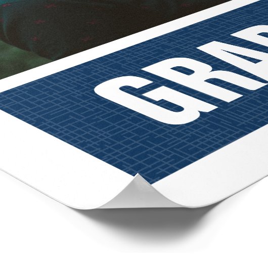 Navy Blue Modern Textured Photo Afstuderen Poster (Hoek)