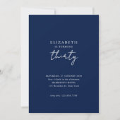 Navy Blue Modern Thirty Photo Birthday Party Kaart (Voorkant)