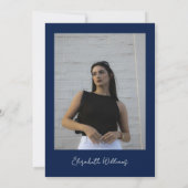 Navy Blue Modern Thirty Photo Birthday Party Kaart (Achterkant)