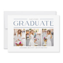 Navy Blue Modern Typografie Three Photo Afstuderen