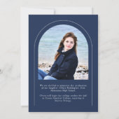 Navy Blue Modern Typography 2 Photo Arch Afstudeer Aankondiging (Achterkant)