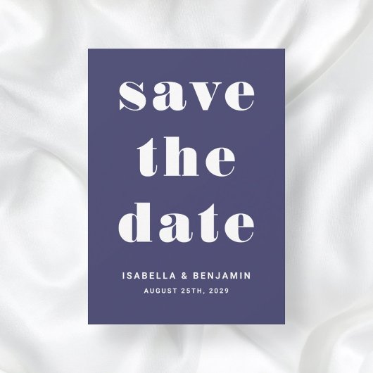 Navy Blue Modern Typography Wedding Save The Date