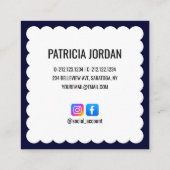 Navy Blue Modern Wave Simple Social Media Icon Vierkante Visitekaartje (Achterkant)