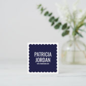 Navy Blue Modern Wave Simple Social Media Icon Vierkante Visitekaartje (Staand voorkant)