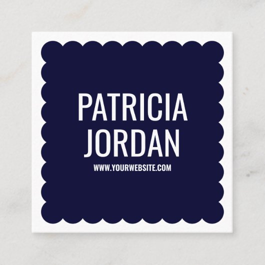 Navy Blue Modern Wave Simple Social Media Icon Vierkante Visitekaartje (Voorkant)