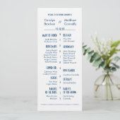 Navy Blue Modern Wedding Ceremony Program Programmakaart (Staand voorkant)