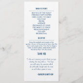 Navy Blue Modern Wedding Ceremony Program Programmakaart (Achterkant)