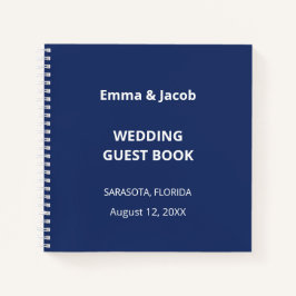 Navy Blue Modern Wedding Guest Book Notitieboek