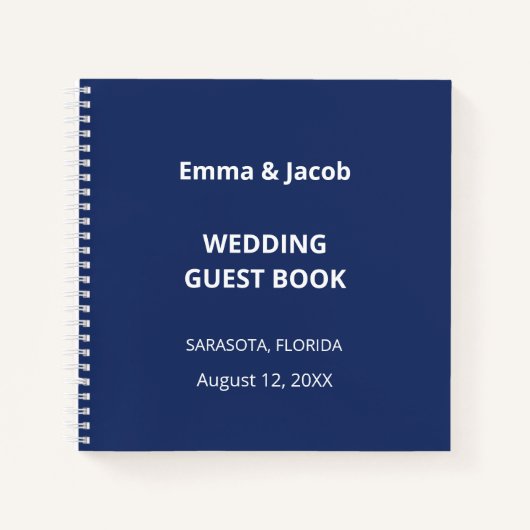 Navy Blue Modern Wedding Guest Book Notitieboek (Voorkant)