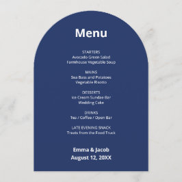 Navy Blue Modern Wedding Menu Kaart