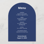 Navy Blue Modern Wedding Menu Kaart (Voorkant)