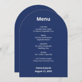 Navy Blue Modern Wedding Menu Kaart (Voorkant / Achterkant)
