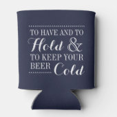 Navy Blue Modern Wedding Monogram Blikjeskoeler (Achterkant)