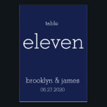 Navy Blue Modern Wedding Table Numbers Kaart<br><div class="desc">Navy blue modern bruiloft tabelnummers met aanpasbare tekst</div>