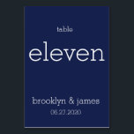 Navy Blue Modern Wedding Table Numbers Kaart<br><div class="desc">Navy blue modern bruiloft tabelnummers met aanpasbare tekst</div>