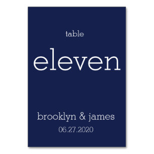Navy Blue Modern Wedding Table Numbers Kaart