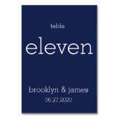 Navy Blue Modern Wedding Table Numbers Kaart (Voorkant)