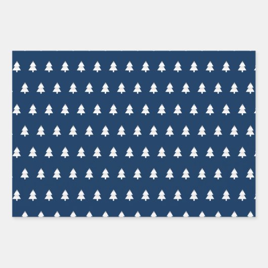 Navy Blue & Modern White Kerstboom Inpakpapier Vel (Voorkant 2)