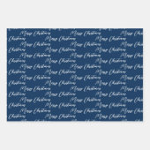 Navy Blue & Modern White Kerstboom Inpakpapier Vel (Voorkant)