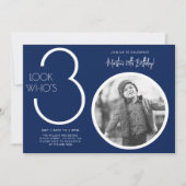 Navy Blue Moderne Foto 30e Verjaardag Uitnodiging (Voorkant)