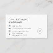 Navy Blue Moderne Minimalistische Monogram Luxe Visitekaartje (Achterkant)