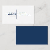 Navy Blue Moderne Sans Serif Typografie Minimalist Visitekaartje (Voorkant / Achterkant)