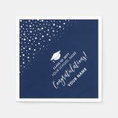 Navy Blue Moderne School Afsluitingsfeest Servet (Voorkant)