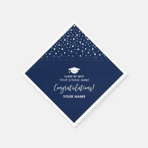 Navy Blue Moderne School Afsluitingsfeest Servet