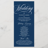 Navy Blue Moderne Script All-in-One Trouwkaart Programmakaart (Voorkant)