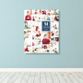 Navy Blue Monogram 19 Afbeeldingen Fotocollage Canvas Afdruk (Insitu (Houten vloer))