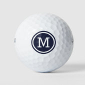 Navy Blue Monogram - Aangepersonaliseerde Golf Bal (Voorkant)