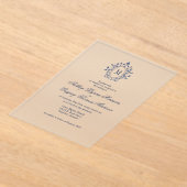 Navy Blue Monogram Acrylic Wedding Invitation Acryl Uitnodigingen (Laagn)