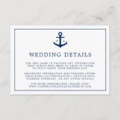 Navy Blue Monogram Anchor Nautical Wedding Informatiekaartje (Voorkant)
