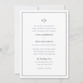 Navy Blue Monogram - Bride Wedding Invitations Kaart (Voorkant)