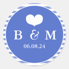 Navy Blue Monogram Bruiloft Envelop Seal Sticker