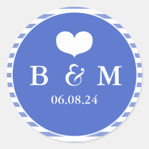 Navy Blue Monogram Bruiloft Envelop Seal Sticker